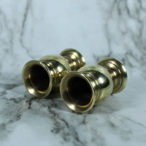 Vintage Solid Brass Mini Taper Candle Holders Set of 2 Classic Polished Decor - Picture 2 of 4